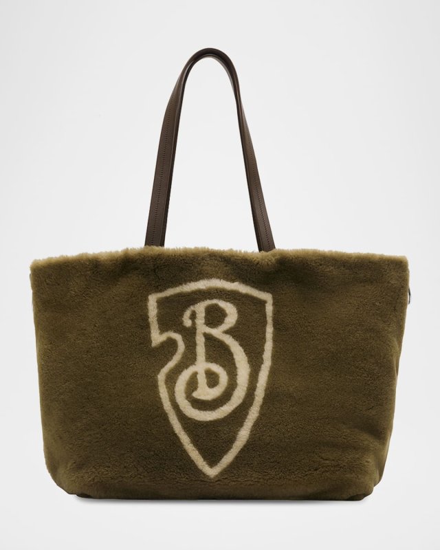 Shearling B Shield Tote Bag
